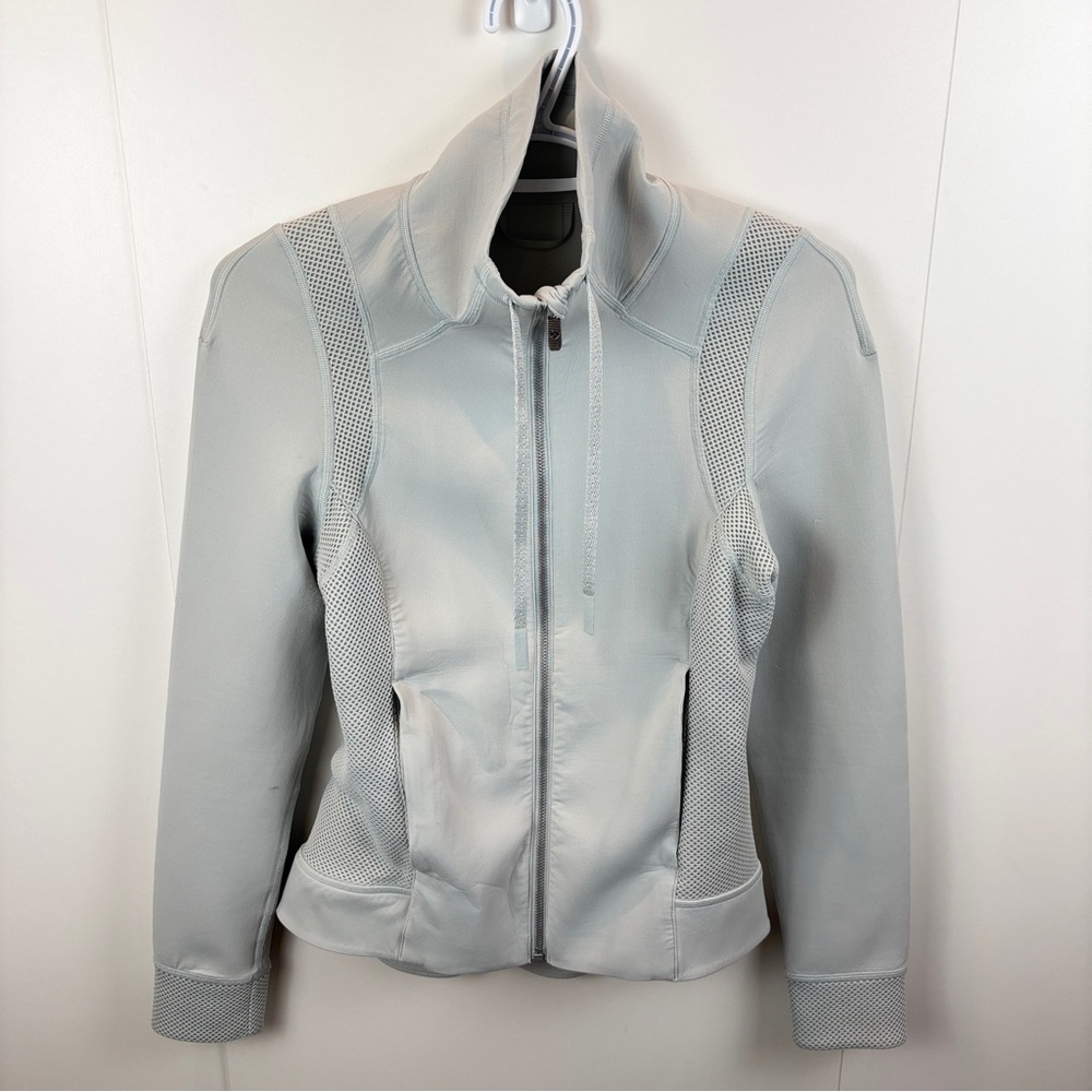 lululemon Hot Mesh Jacket Light Grey Blue Women's 6 Full Zip Stretch Breathable
